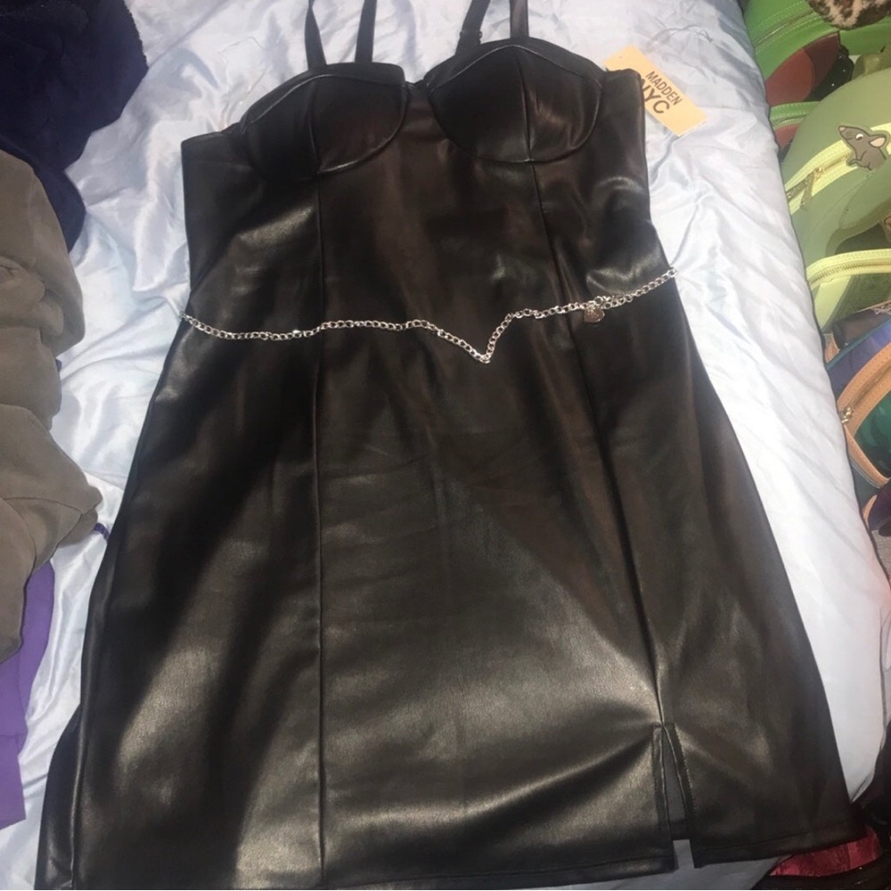 Madden Girl Black strap Dress with Chain Detail